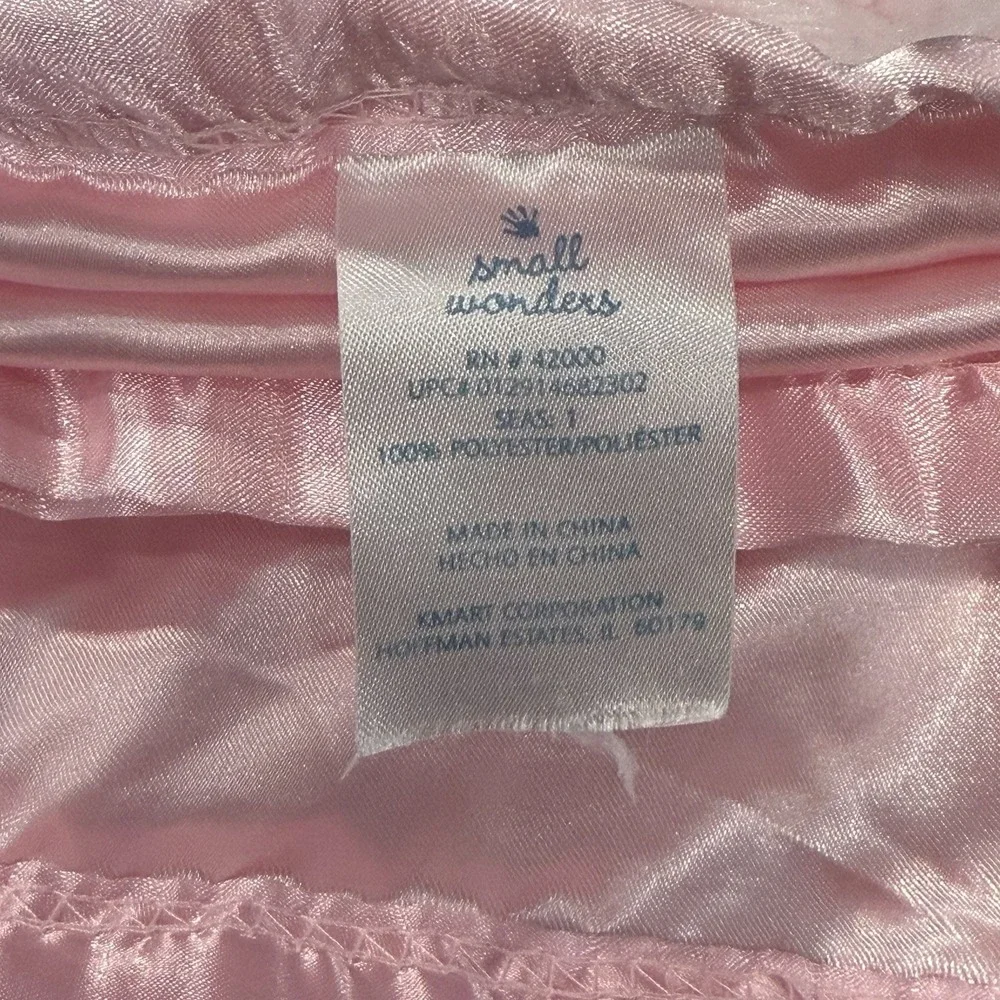 Small Wonders Solid Pink Swirl Plush Baby Blanket Satin Trim And Back 30x39